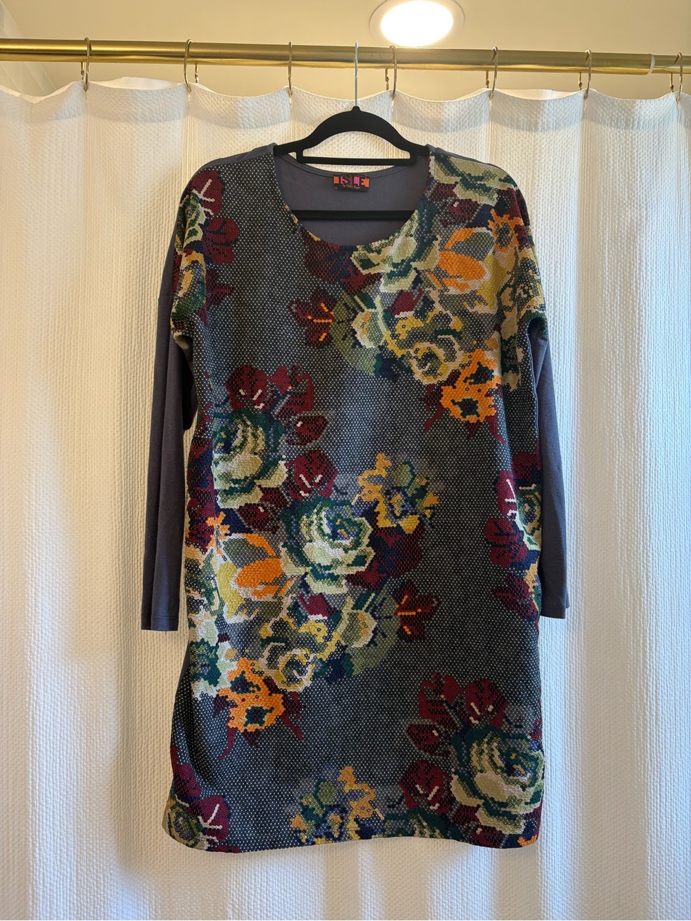 Isle by Melis Kazan knit dress with floral tapestry pattern